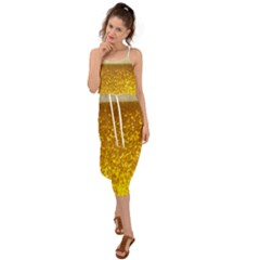 Light Beer Texture Foam Drink In A Glass Waist Tie Cover Up Chiffon Dress by Cemarart