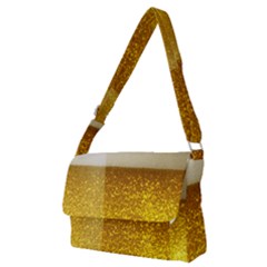 Light Beer Texture Foam Drink In A Glass Full Print Messenger Bag (m) by Cemarart