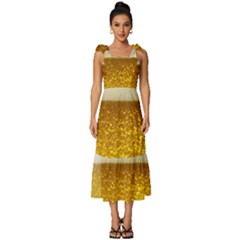 Light Beer Texture Foam Drink In A Glass Tie-strap Tiered Midi Chiffon Dress by Cemarart