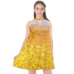 Liquid Bubble Drink Beer With Foam Texture Halter Neckline Chiffon Dress  by Cemarart