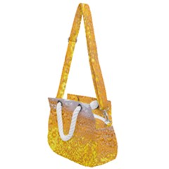 Liquid Bubble Drink Beer With Foam Texture Rope Handles Shoulder Strap Bag by Cemarart