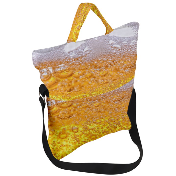 Liquid Bubble Drink Beer With Foam Texture Fold Over Handle Tote Bag