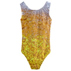 Liquid Bubble Drink Beer With Foam Texture Kids  Cut-out Back One Piece Swimsuit by Cemarart