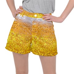 Liquid Bubble Drink Beer With Foam Texture Women s Ripstop Shorts