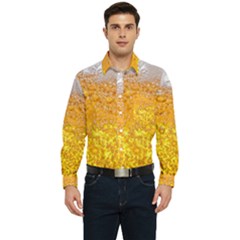 Liquid Bubble Drink Beer With Foam Texture Men s Long Sleeve Pocket Shirt  by Cemarart