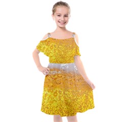 Liquid Bubble Drink Beer With Foam Texture Kids  Cut Out Shoulders Chiffon Dress by Cemarart