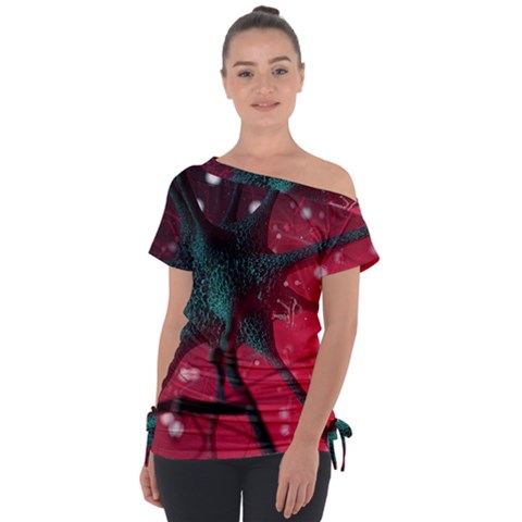 Coronavirus Corona Virus Off Shoulder Tie-up T-shirt by Cemarart