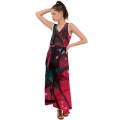 Coronavirus Corona Virus V-neck Chiffon Maxi Dress by Cemarart