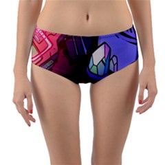 Graffiti Corazones Kingdom Saga Super Reversible Mid-waist Bikini Bottoms by Cemarart