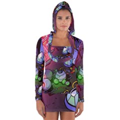 Graffiti Corazones Kingdom Saga Super Long Sleeve Hooded T-shirt by Cemarart