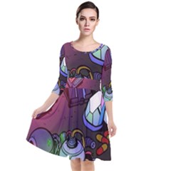 Graffiti Corazones Kingdom Saga Super Quarter Sleeve Waist Band Dress by Cemarart