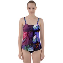 Graffiti Corazones Kingdom Saga Super Twist Front Tankini Set by Cemarart