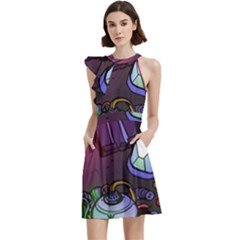 Graffiti Corazones Kingdom Saga Super Cocktail Party Halter Sleeveless Dress With Pockets