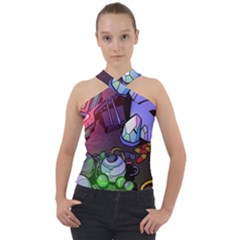 Graffiti Corazones Kingdom Saga Super Cross Neck Velour Top by Cemarart