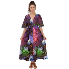 Graffiti Corazones Kingdom Saga Super Kimono Sleeve Boho Dress