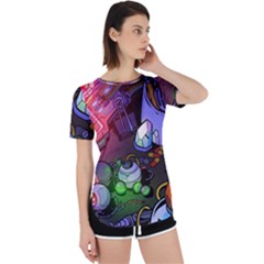 Graffiti Corazones Kingdom Saga Super Perpetual Short Sleeve T-shirt by Cemarart