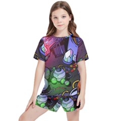 Graffiti Corazones Kingdom Saga Super Kids  T-shirt And Sports Shorts Set by Cemarart