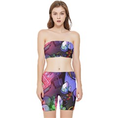 Graffiti Corazones Kingdom Saga Super Stretch Shorts And Tube Top Set by Cemarart