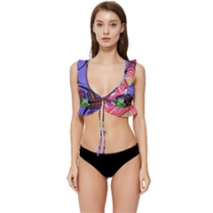 Graffiti Corazones Kingdom Saga Super Low Cut Ruffle Edge Bikini Top by Cemarart