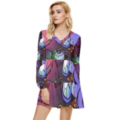 Graffiti Corazones Kingdom Saga Super Tiered Long Sleeve Mini Dress by Cemarart