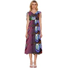 Graffiti Corazones Kingdom Saga Super V-neck Drawstring Shoulder Sleeveless Maxi Dress by Cemarart