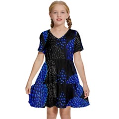 Raspberry One Edge Kids  Short Sleeve Tiered Mini Dress by Cemarart