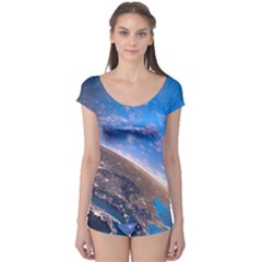 Earth Blue Galaxy Sky Space Boyleg Leotard  by Cemarart