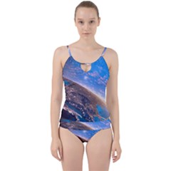 Earth Blue Galaxy Sky Space Cut Out Top Tankini Set by Cemarart