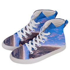 Earth Blue Galaxy Sky Space Men s Hi-top Skate Sneakers by Cemarart