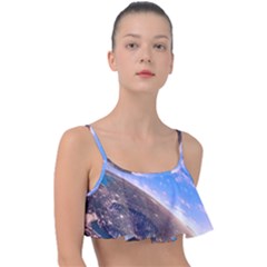 Earth Blue Galaxy Sky Space Frill Bikini Top by Cemarart