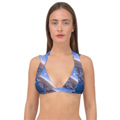 Earth Blue Galaxy Sky Space Double Strap Halter Bikini Top by Cemarart