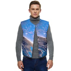 Earth Blue Galaxy Sky Space Men s Button Up Puffer Vest	