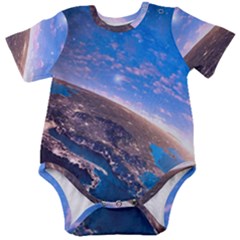 Earth Blue Galaxy Sky Space Baby Short Sleeve Bodysuit by Cemarart