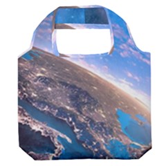 Earth Blue Galaxy Sky Space Premium Foldable Grocery Recycle Bag by Cemarart