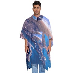 Earth Blue Galaxy Sky Space Men s Hooded Rain Ponchos by Cemarart