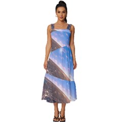 Earth Blue Galaxy Sky Space Square Neckline Tiered Midi Dress by Cemarart