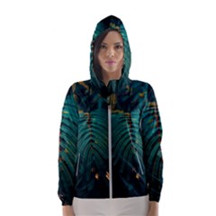 Dark Green Leaves Leaf Women s Hooded Windbreaker by Cemarart