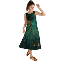 Dark Green Leaves Leaf Summer Maxi Dress