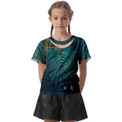 Dark Green Leaves Leaf Kids  Front Cut T-shirt by Cemarart