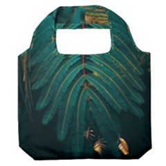 Dark Green Leaves Leaf Premium Foldable Grocery Recycle Bag by Cemarart