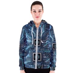 Circuit Board Motherboard Women s Zipper Hoodie by Cemarart