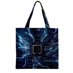 Circuit Board Motherboard Zipper Grocery Tote Bag by Cemarart