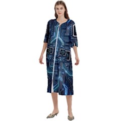 Circuit Board Motherboard Women s Cotton 3/4 Sleeve Night Gown