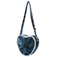 Circuit Board Motherboard Heart Shoulder Bag by Cemarart