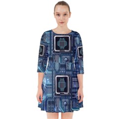 Circuit Board Motherboard Smock Dress by Cemarart