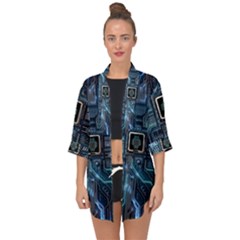 Circuit Board Motherboard Open Front Chiffon Kimono by Cemarart