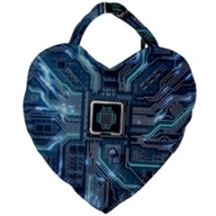 Circuit Board Motherboard Giant Heart Shaped Tote by Cemarart