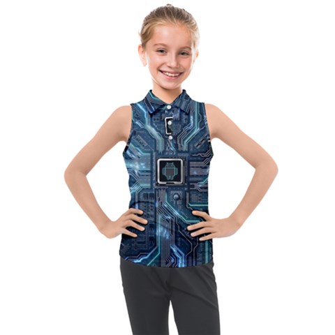 Circuit Board Motherboard Kids  Sleeveless Polo T-shirt by Cemarart