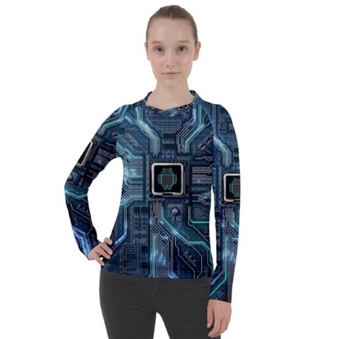 Circuit Board Motherboard Women s Pique Long Sleeve T-shirt by Cemarart