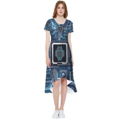 Circuit Board Motherboard High Low Boho Dress by Cemarart